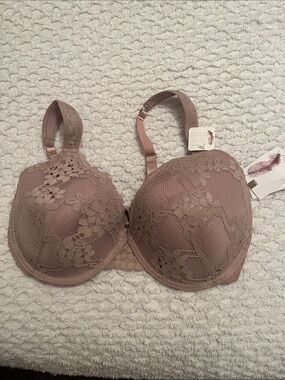 Jessica Simpson Floral Lace Full-Coverage Bra in Mauve